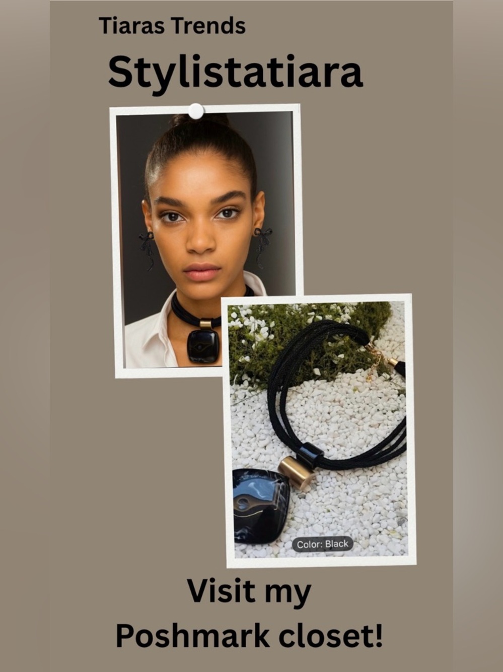 Elegant Black Marble Pendant Cord Necklace